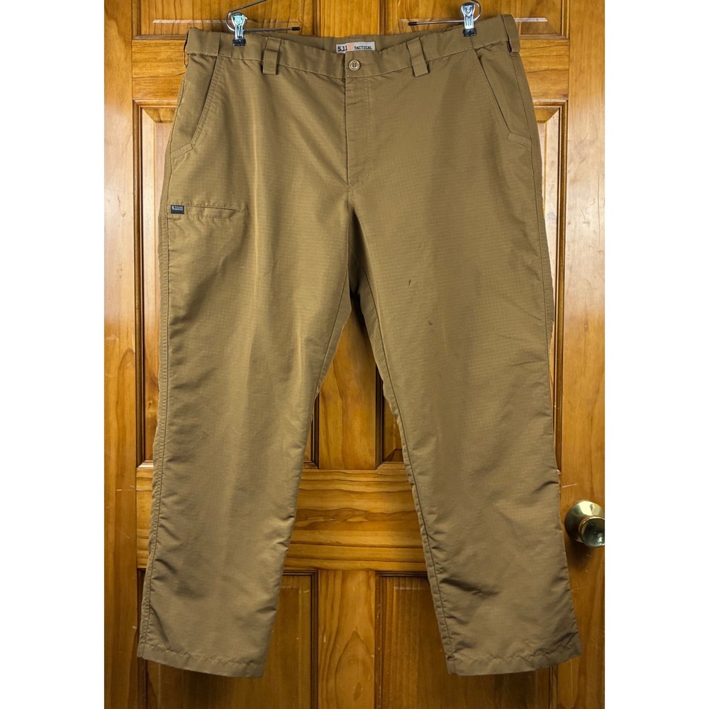 5.11 Tactical Mens Coyote Brown Ripstop Utility Pants 42x30 Straight Leg Hiking